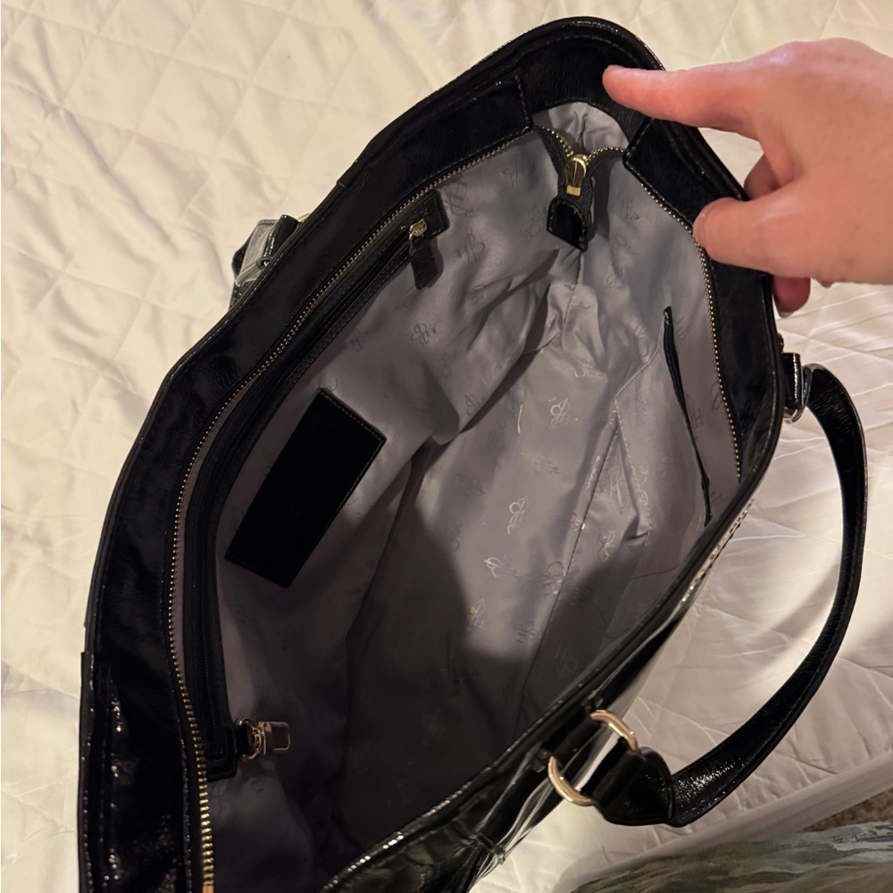 Cole haan black patent leather tote bag